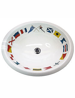 Nautical Flags Hand-Painted Sink - Nautical Luxuries