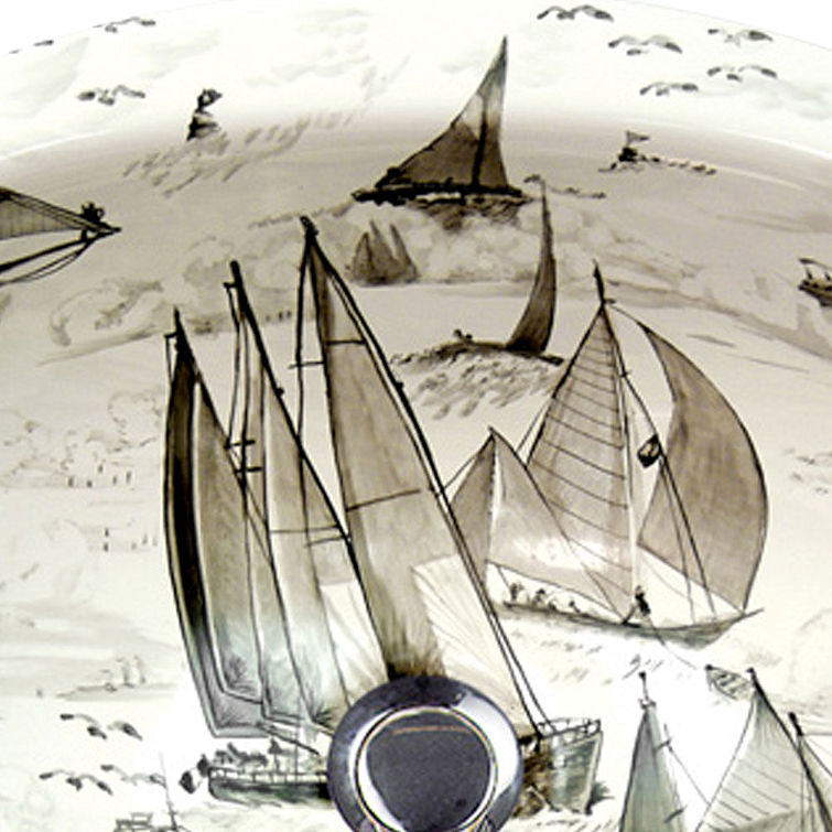 Regatta Sailing Hand-Painted Sink In Gray - Nautical Luxuries