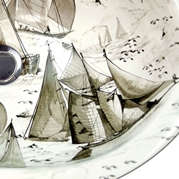Regatta Sailing Hand-Painted Sink In Gray - Nautical Luxuries