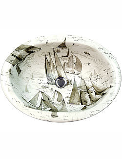 Regatta Sailing Hand-Painted Sink In Gray - Nautical Luxuries