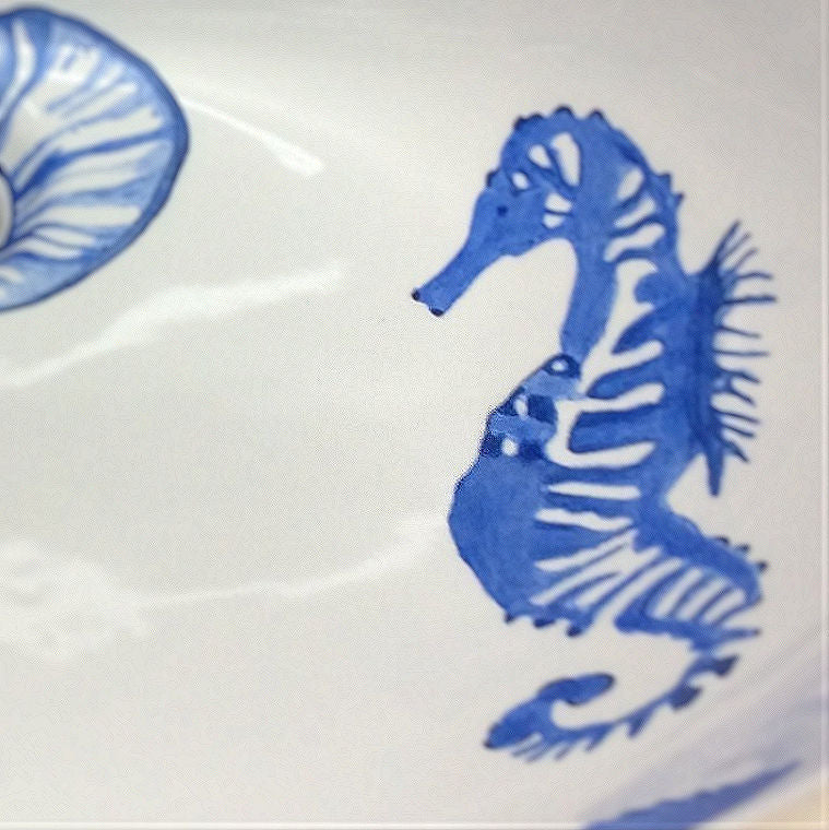 Blue Sea Life Hand-Painted Sink - Nautical Luxuries
