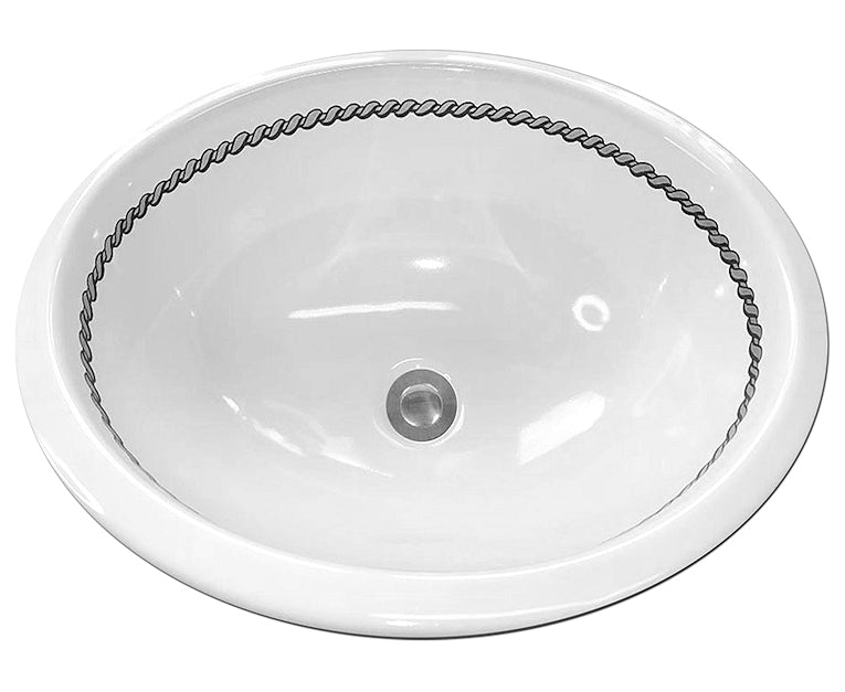 Burnished Platinum Rope Hand-Painted Sink - Nautical Luxuries