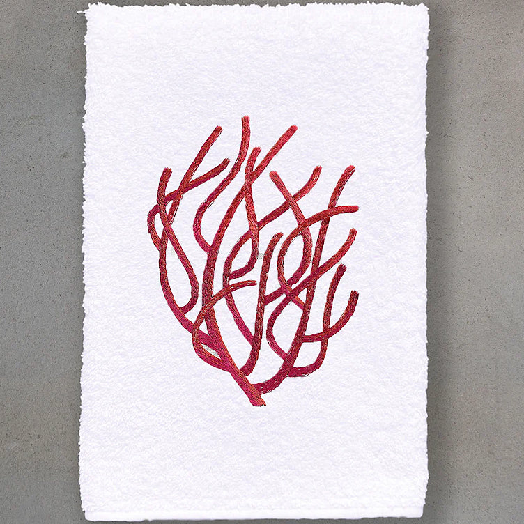 Ocean Coral Embroidered Luxury Towels & Mats - Nautical Luxuries