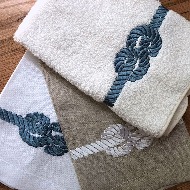 Nautical Knot Linen Hand Towels - Nautical Luxuries