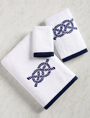 Bias Trim Embroidered Nautical Knot Towel Set