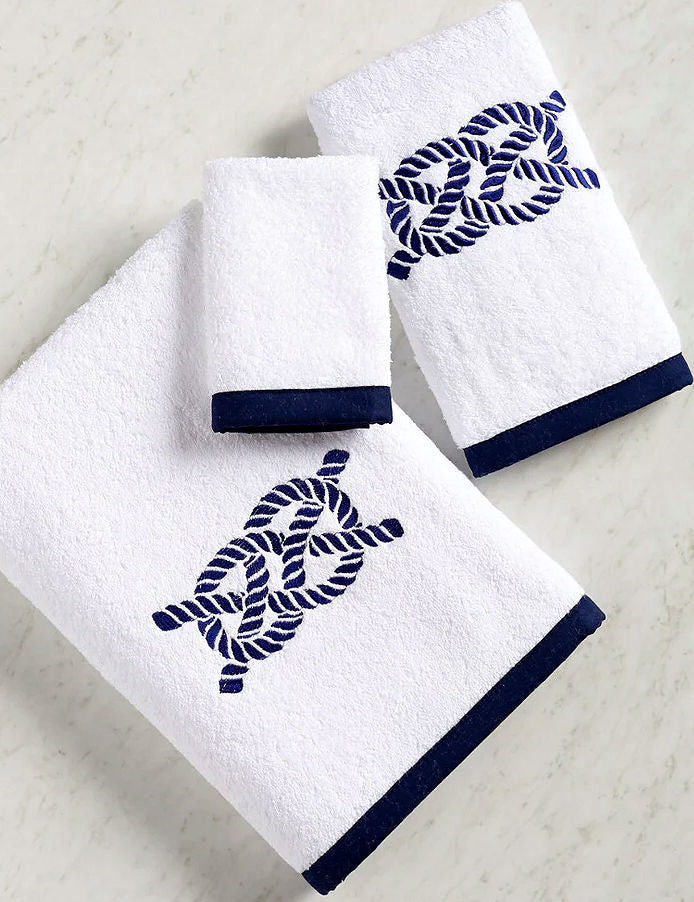 Bias Trim Embroidered Nautical Knot Towel Set