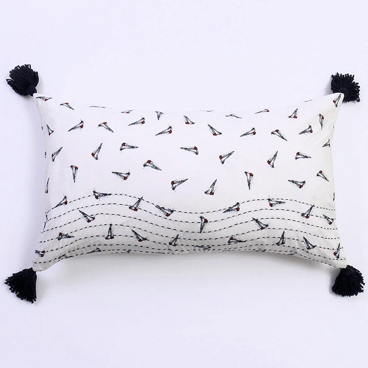 Vintage Americana Sailboat Print Lumbar - Nautical Luxuries