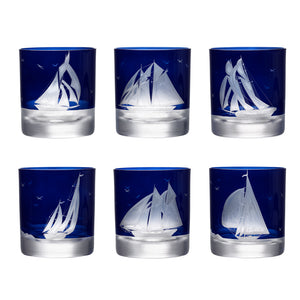 Golden Age of Yachting Hand-Engraved Bohemian Crystal - Nautical Luxuries