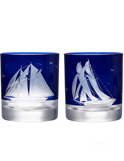 Golden Age of Yachting Hand-Engraved Bohemian Crystal - Nautical Luxuries