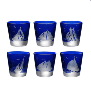 Golden Age of Yachting Hand-Engraved Bohemian Crystal - Nautical Luxuries