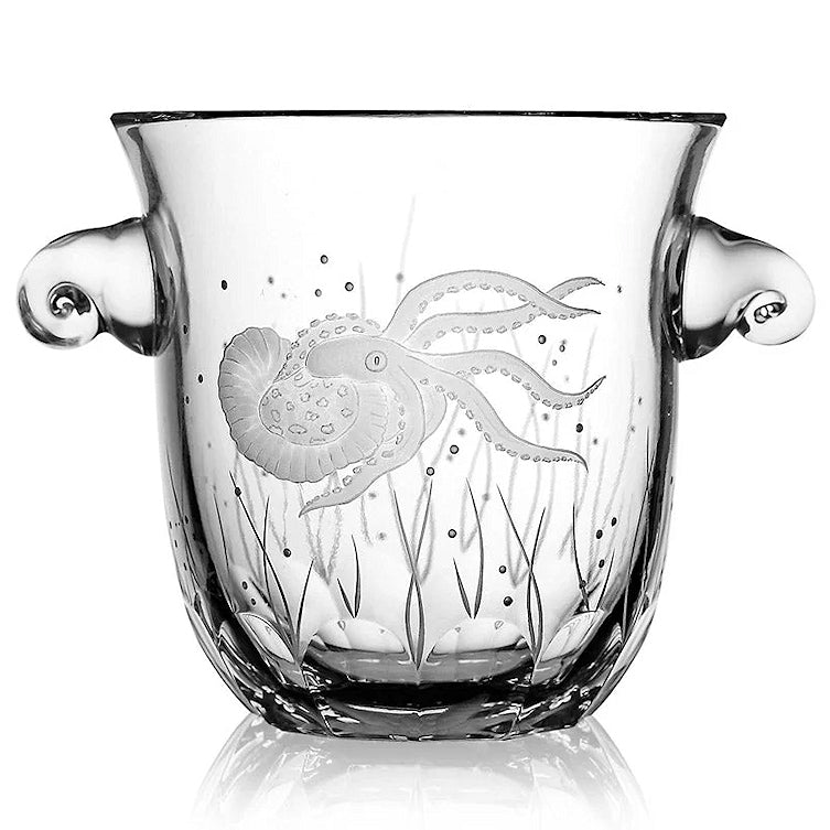 Sea Creatures Hand Engraved Varga Crystal Barware - Nautical Luxuries