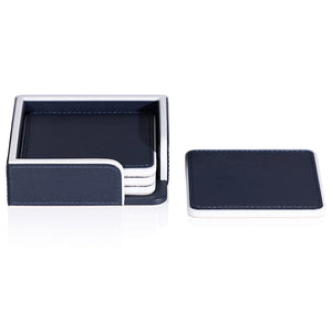 Admiral's Navy Leather Coaster Set - Nautical Luxuries