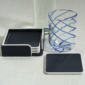 Admiral's Navy Leather Coaster Set - Nautical Luxuries