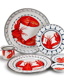 Red Lobster Porcelain Enamelware Dinnerware - Nautical Luxuries