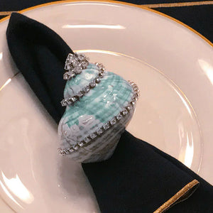 Swarovski Crystal Jade Turbo Shell Napkin Ring Set - Nautical Luxuries