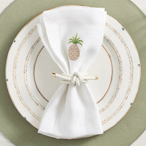 Yacht Knot 4-Pc. Braided Leather Napkin Ring Sets - Nautical Luxuries