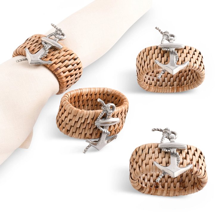 Windjammer Wicker Collection Napkin Ring Set - Nautical Luxuries