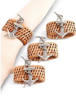 Windjammer Wicker Collection Napkin Ring Set - Nautical Luxuries