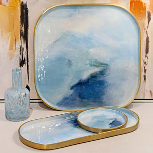 Bluewater Abstract Enameled Tray Set