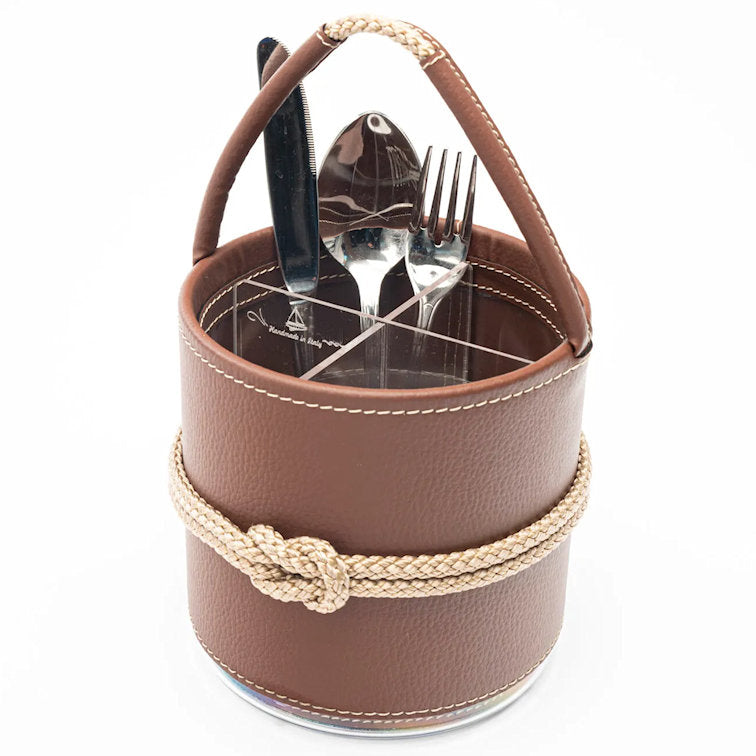 Euro Yachting Faux Leather Flatware Caddy - Nautical Luxuries