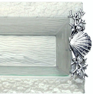 Bubbling Waters Glass Coastal Serving Tray