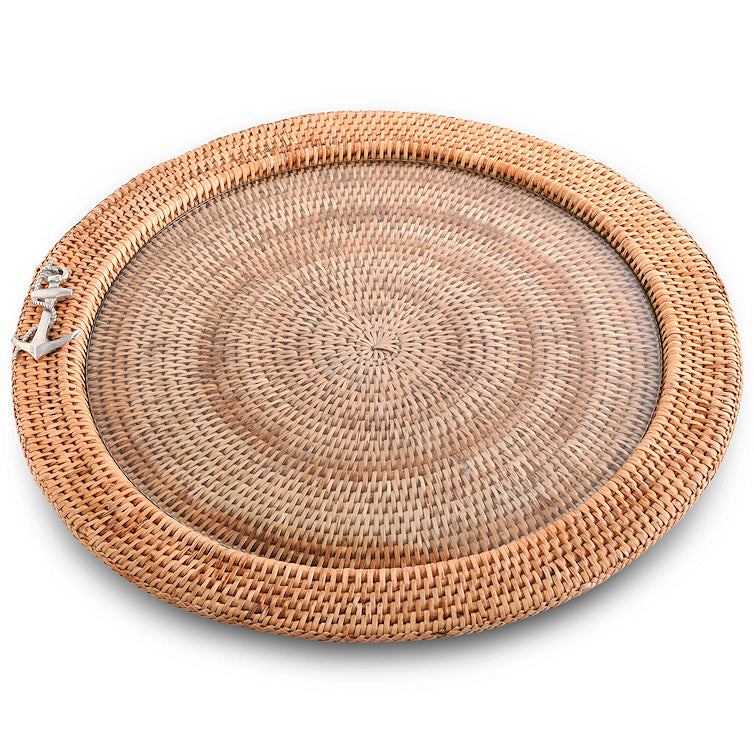 Windjammer Wicker Collection Round Bar/Serving Tray - Nautical Luxuries