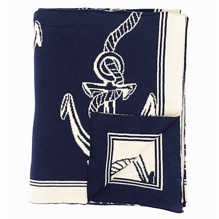 Nautical Anchors Medium Weight Cotton Throws - Nautical Luxuries