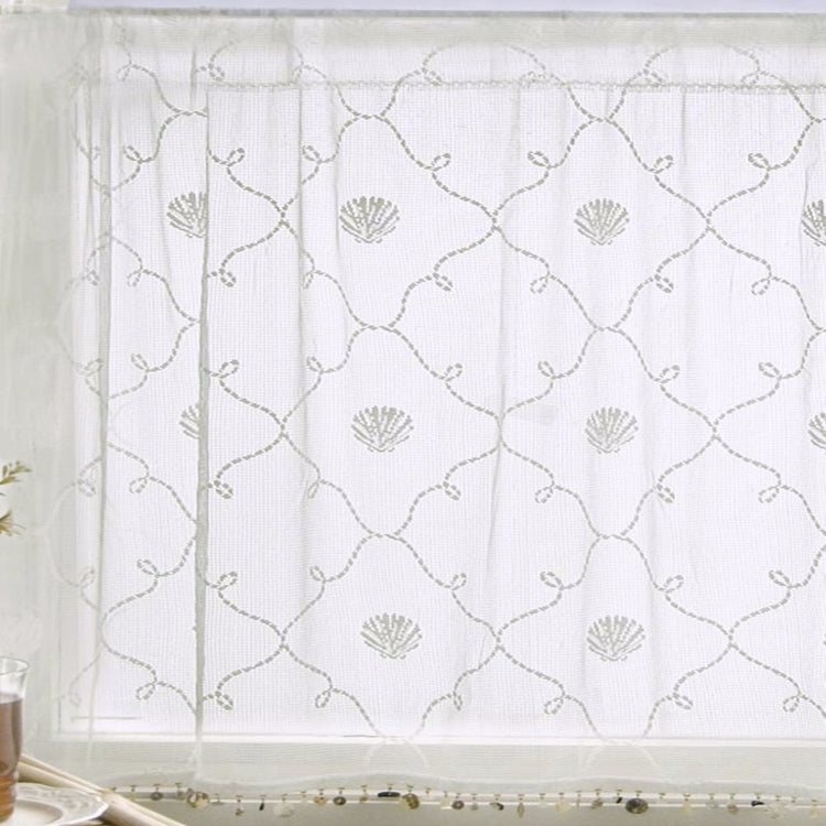 Beach Trellis Shell Trim Sheer Curtain Panel Sets