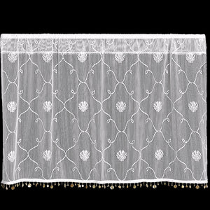 Beach Trellis Shell Trim Sheer Curtain Panel Sets