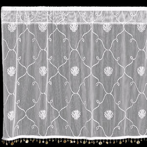 Beach Trellis Shell Trim Sheer Curtain Panel Sets