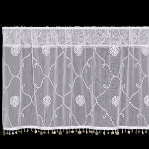 Beach Trellis Shell Trim Sheer Curtain Panel Sets