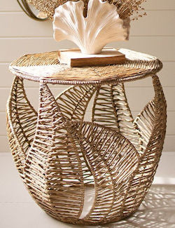 Florida Keys Sea Grass Palm Side Table Set - Nautical Luxuries