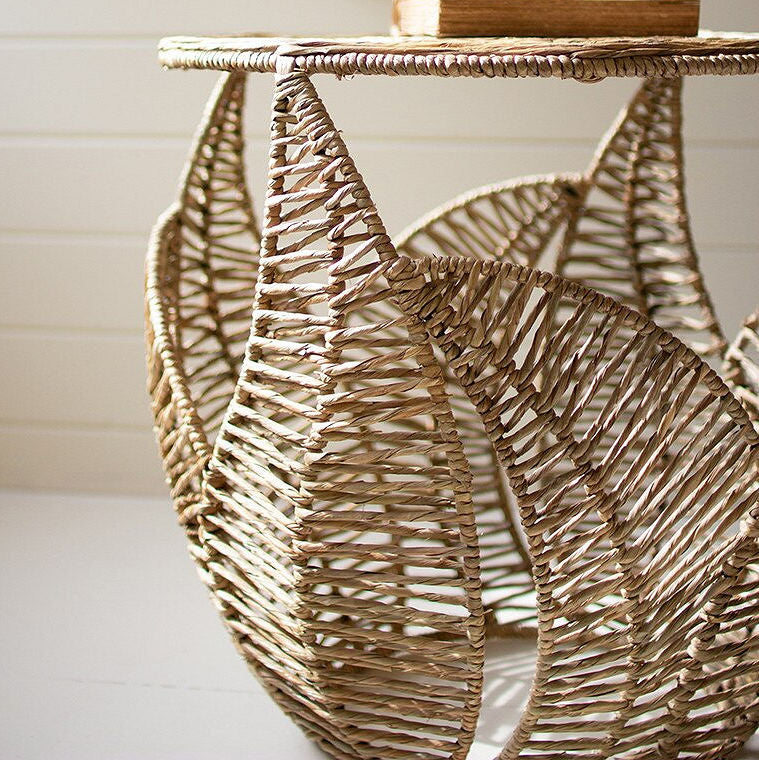 Florida Keys Sea Grass Palm Side Table Set - Nautical Luxuries