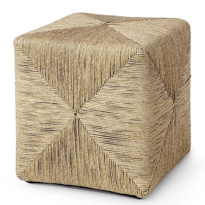 Hamptons Faux Wicker Outdoor Hassock - Nautical Luxuries