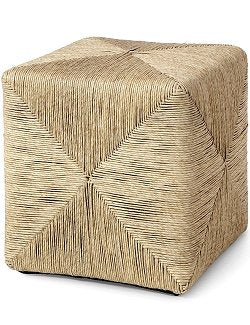 Hamptons Faux Wicker Outdoor Hassock - Nautical Luxuries