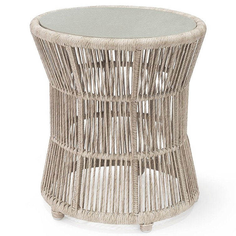 Hamptons Faux Abaca Outdoor Side Table - Nautical Luxuries