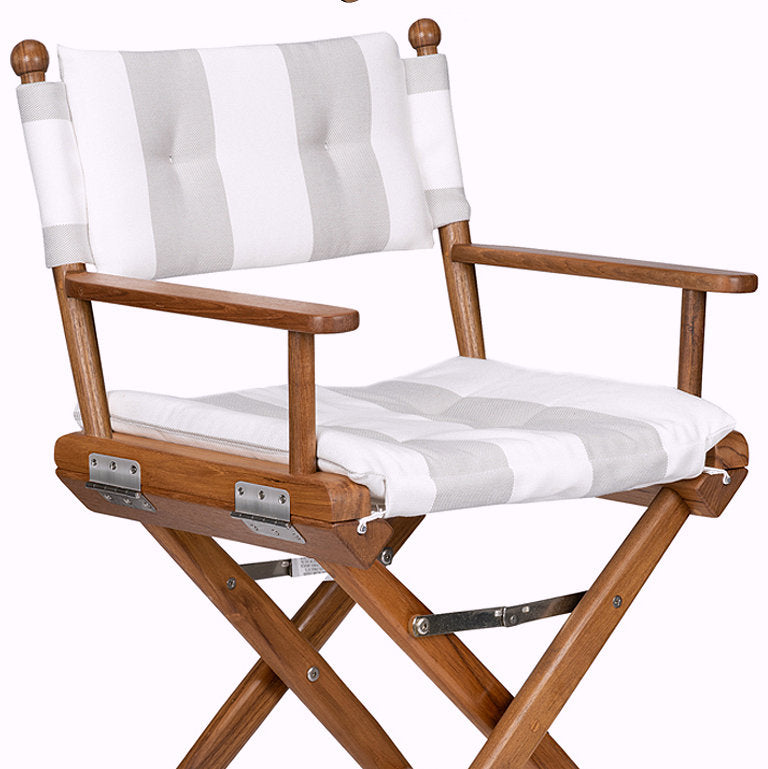Yachting Teak Collection Luxe Striped Cushion Deck Chair - Nautical Luxuries