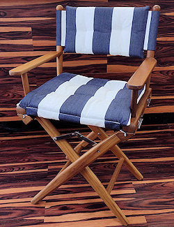 Yachting Teak Collection Luxe Navy Stripe Cushion Deck Chair - Nautical Luxuries