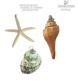 Poseidon's Jewels Swarovski Crystals Seashell Ornament Set