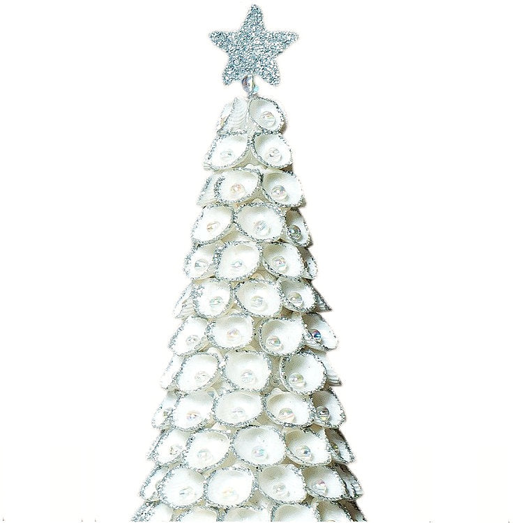 Silver Tipped Clamrose Shell Coastal Tabletop Tree - Nautical Luxuries