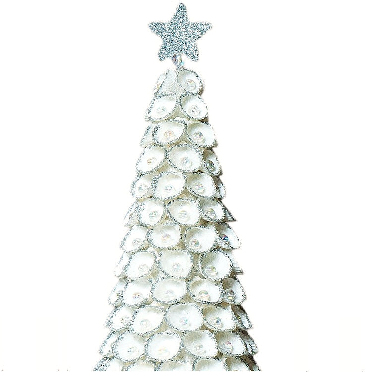 Silver Tipped Clamrose Shell Coastal Tabletop Tree