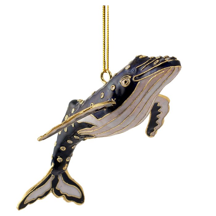 Cloisonné Humpback Whale 2-Pc. Ornament Set