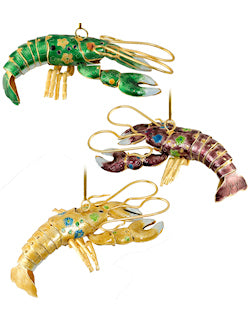 Articulated Cloisonné Reef Lobster Ornaments - Nautical Luxuries