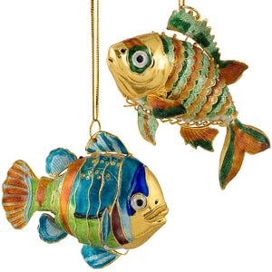 Cloisonne Enamel Articulated Tropical Fish Ornament Set - Nautical Luxuries