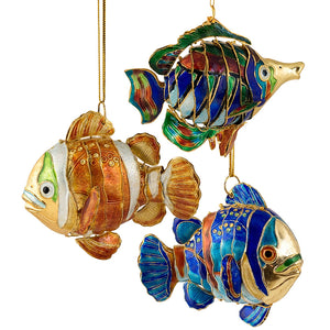 Cloisonne Enamel Articulated Tropical Fish Ornament Set - Nautical Luxuries
