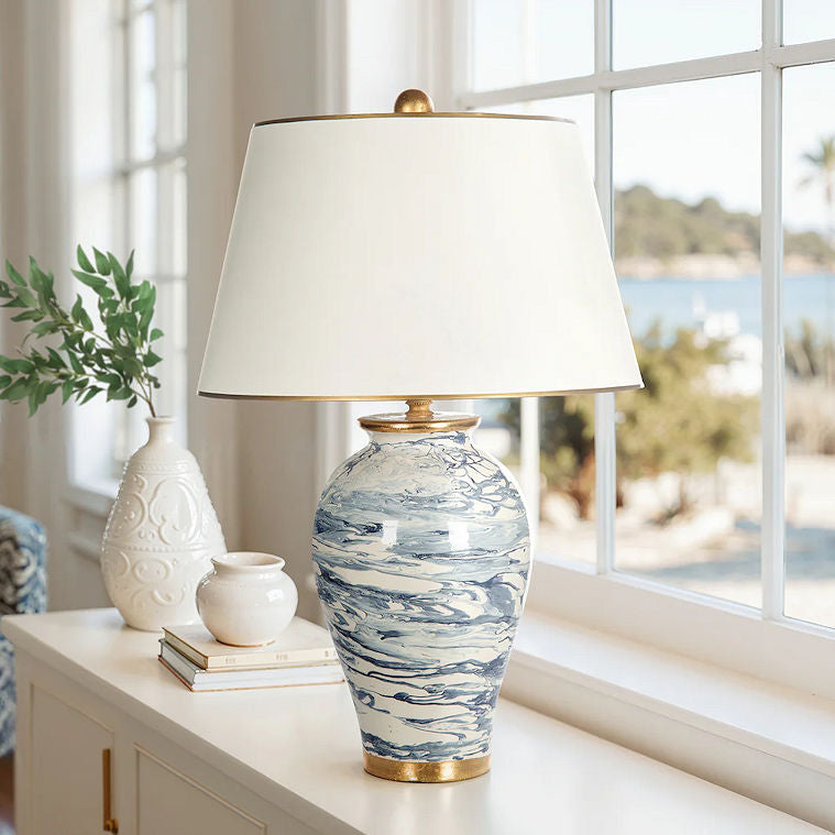 Turbulent Waters Italian Ceramic Table Lamp - Nautical Luxuries