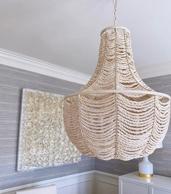 Cocoa Bead Roped Chandelier - Nautical Luxuries