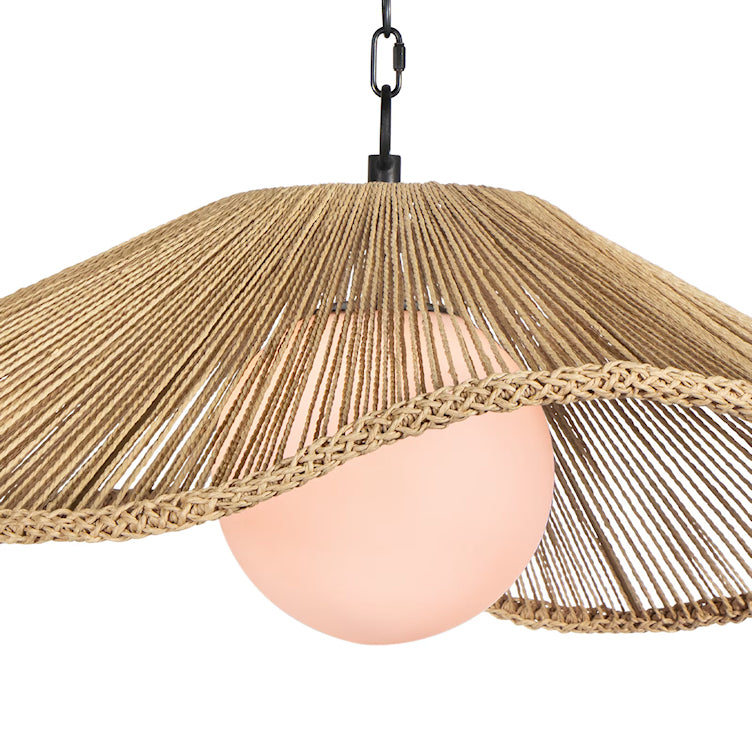 Bistro Charm Pendant Light  showing individual rope strands shade- Nautical Luxuries