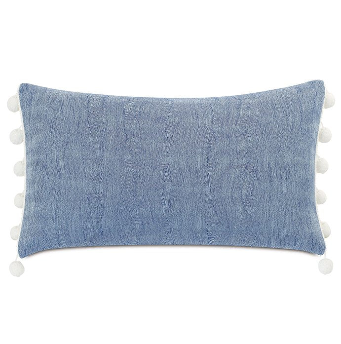 Blue Coral Ball Fringe Accent Pillow - Nautical Luxuries