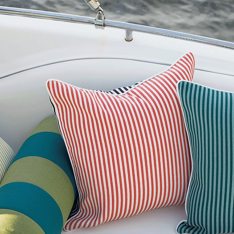 Retro Ticking Stripe Two-Tone Outdoor Pillows - Nautical Luxuries